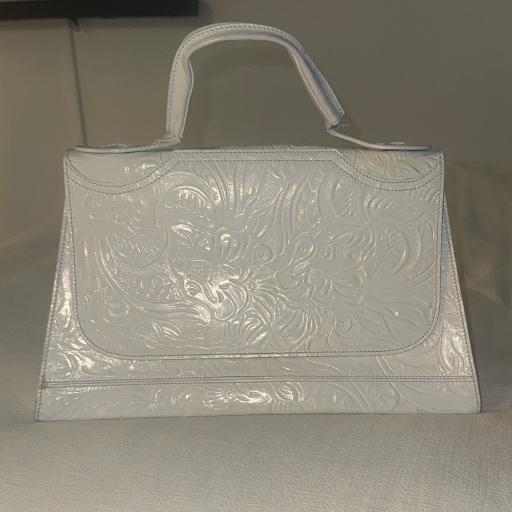Vintage Fendi White Embossed Handbag